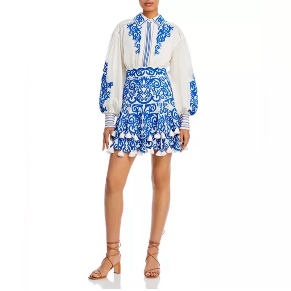 Alice and Olivia Loryn Embroidered Mini Shirt Dress Size 10
